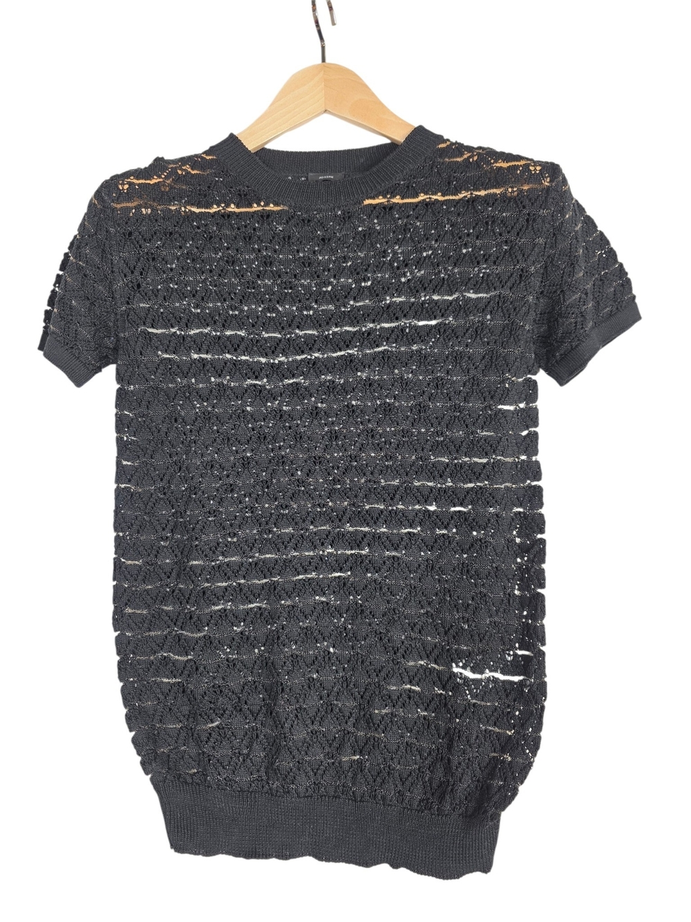 Joseph black Openwork Short-Sleeve Knit Top